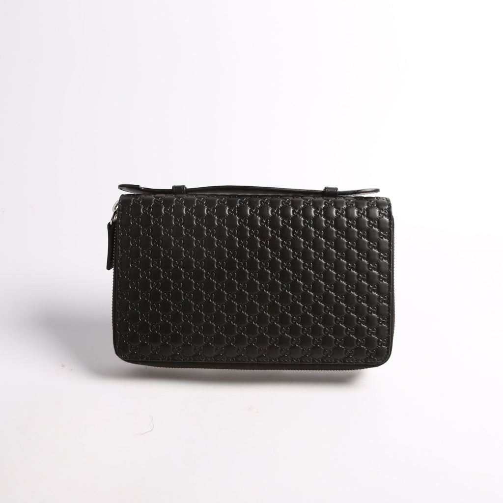 449246 Micro Guccissima Travel Wallet Black