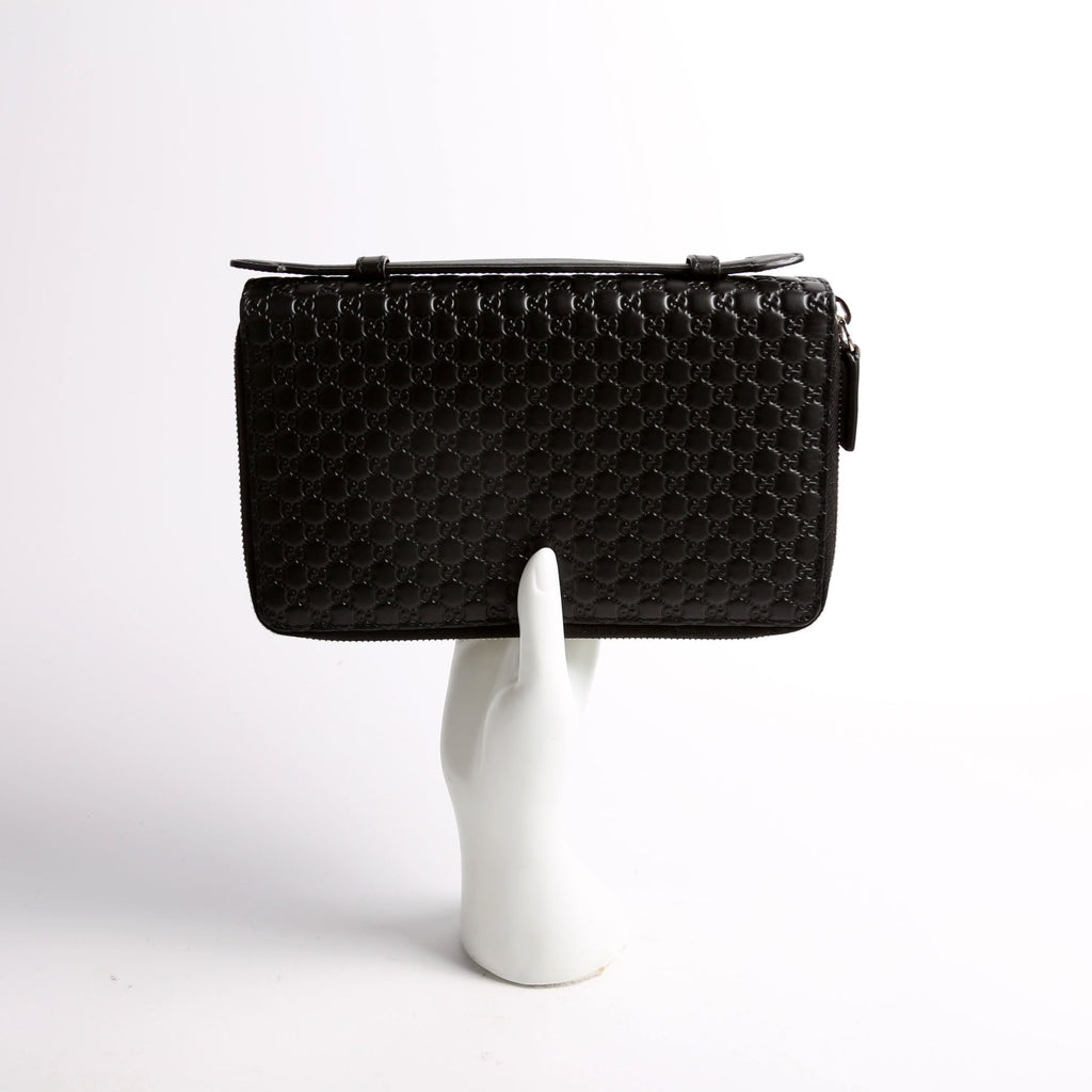 449246 Micro Guccissima Travel Wallet Black