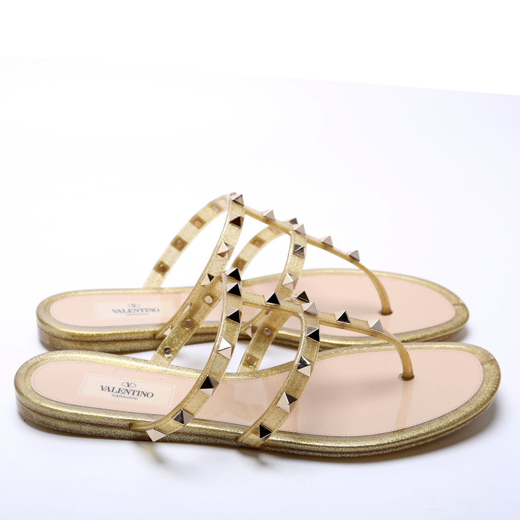 Rockstud Jelly Caged Sandals Size 38 Gold
