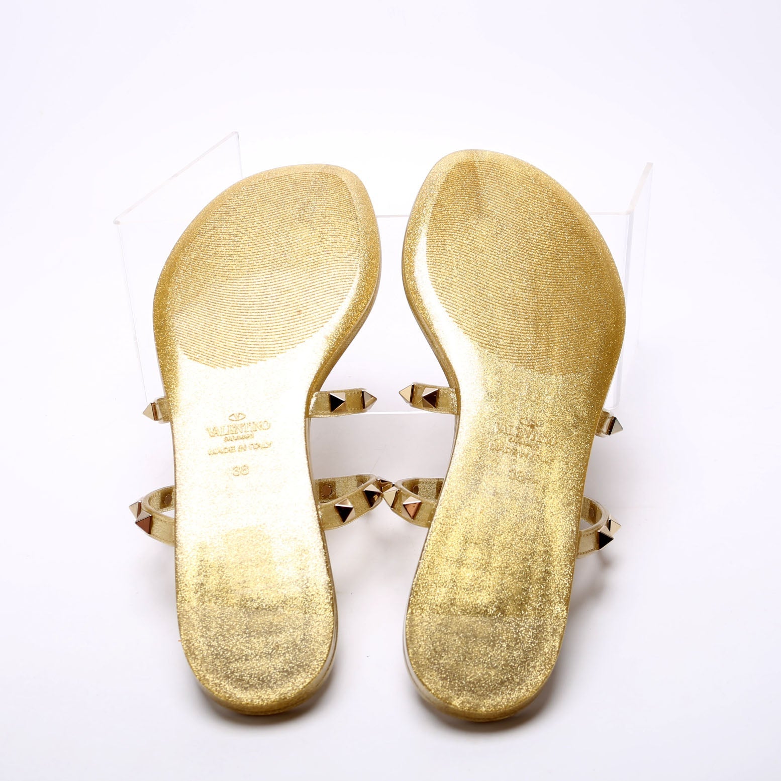 Rockstud Jelly Caged Sandals Size 38 Gold