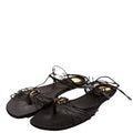 Babylone Smooth Leather Sandals Size 38.5 Black