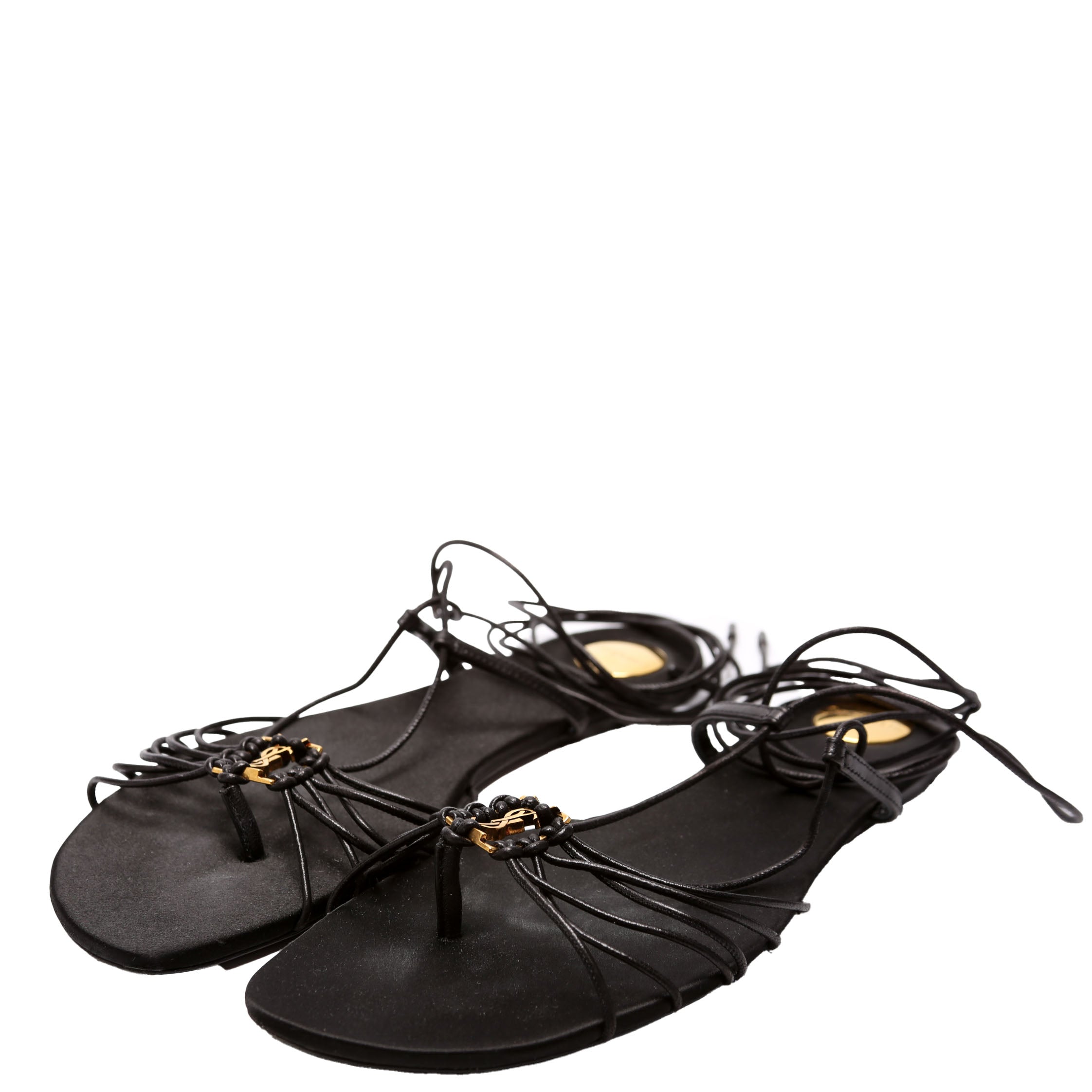 Babylone Smooth Leather Sandals Size 38.5 Black