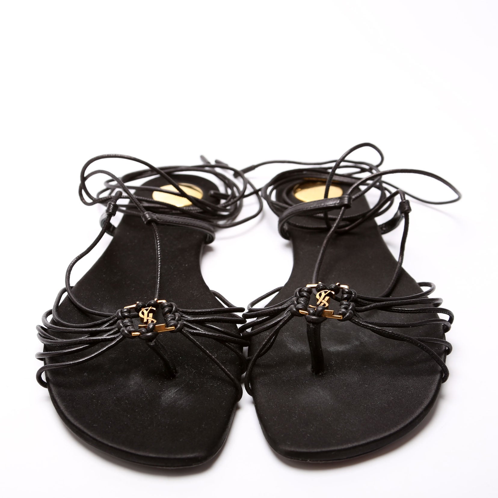 Babylone Smooth Leather Sandals Size 38.5 Black