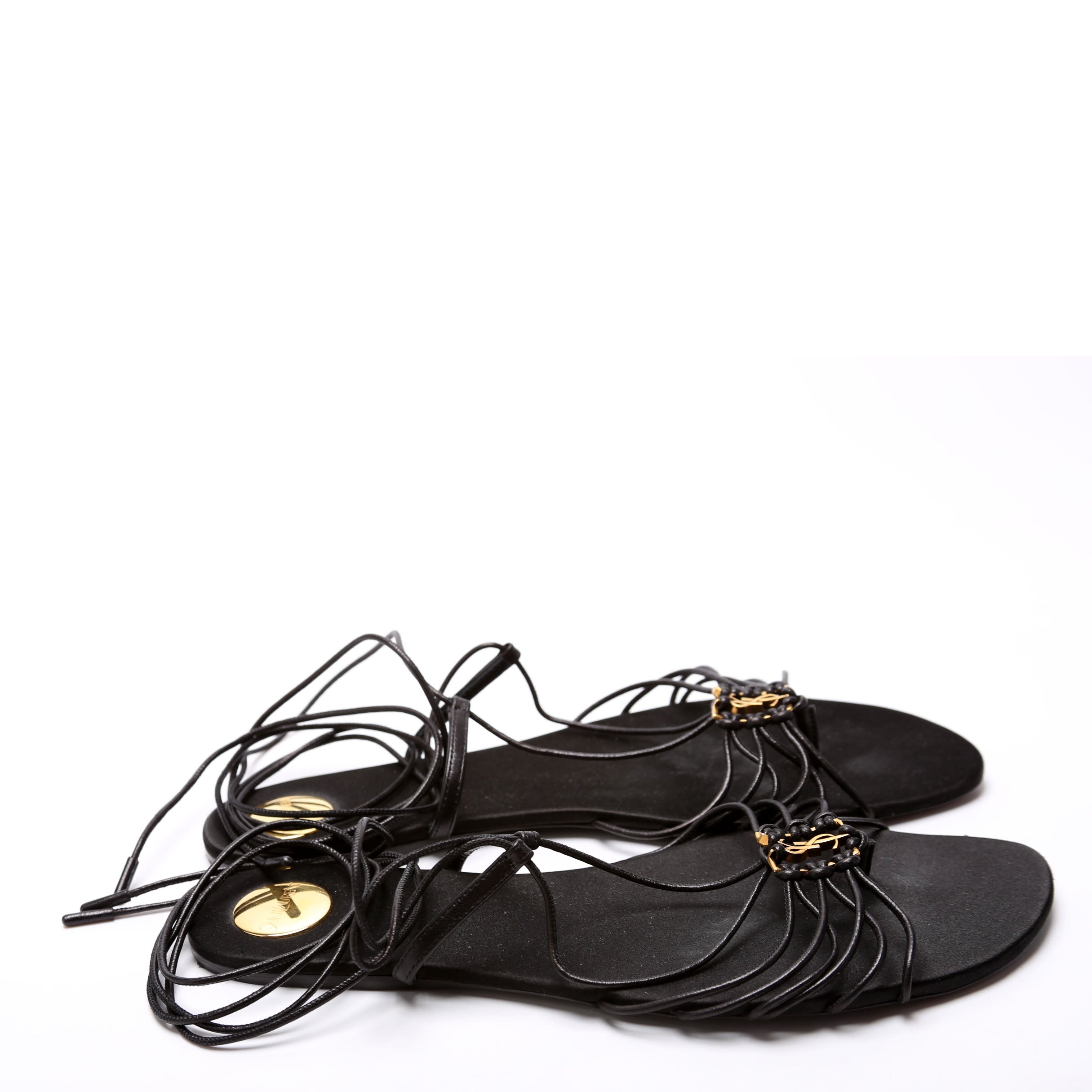 Babylone Smooth Leather Sandals Size 38.5 Black