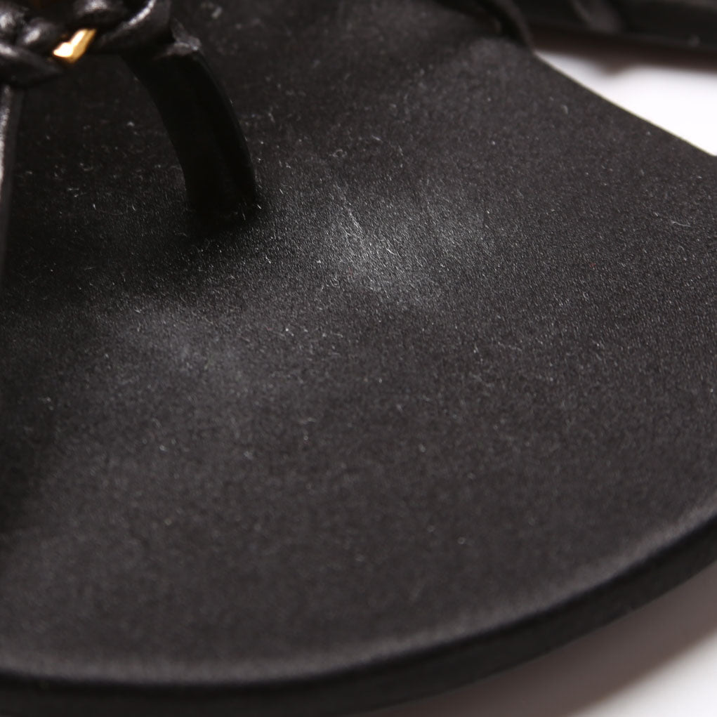 Babylone Smooth Leather Sandals Size 38.5 Black