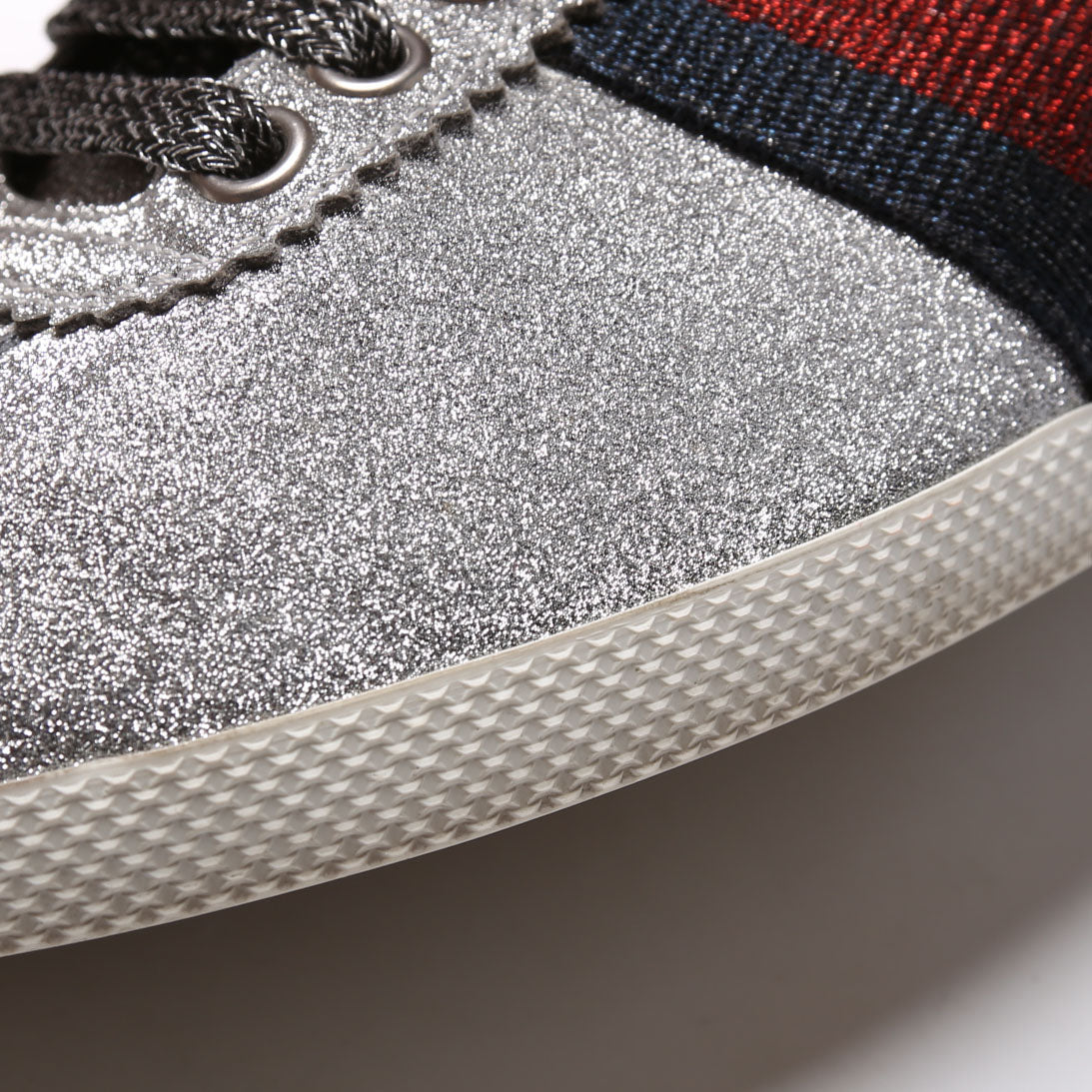 Gucci Ace Web Glitter Sneakers Size 39.5 Silver