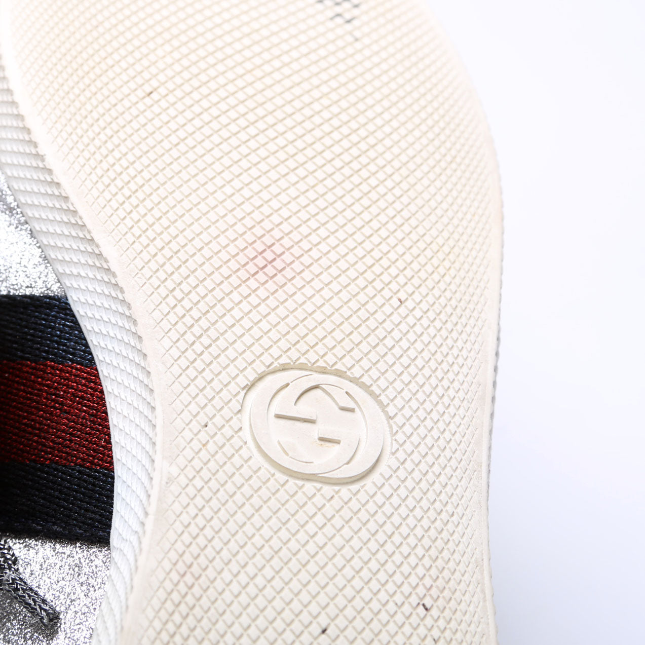 Gucci Ace Web Glitter Sneakers Size 39.5 Silver