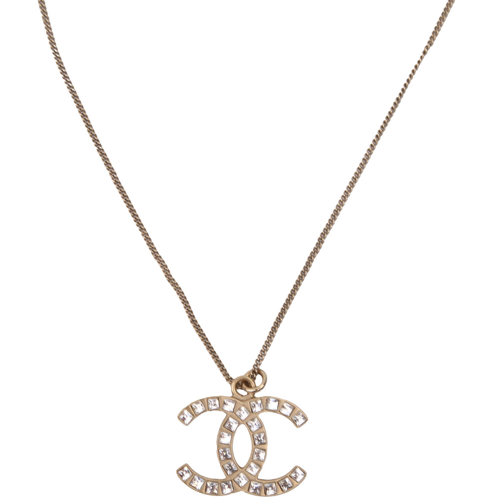 CC Pearl/Crystal Large Pendant Necklace Gold