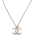 CC Pearl/Crystal Large Pendant Necklace Gold