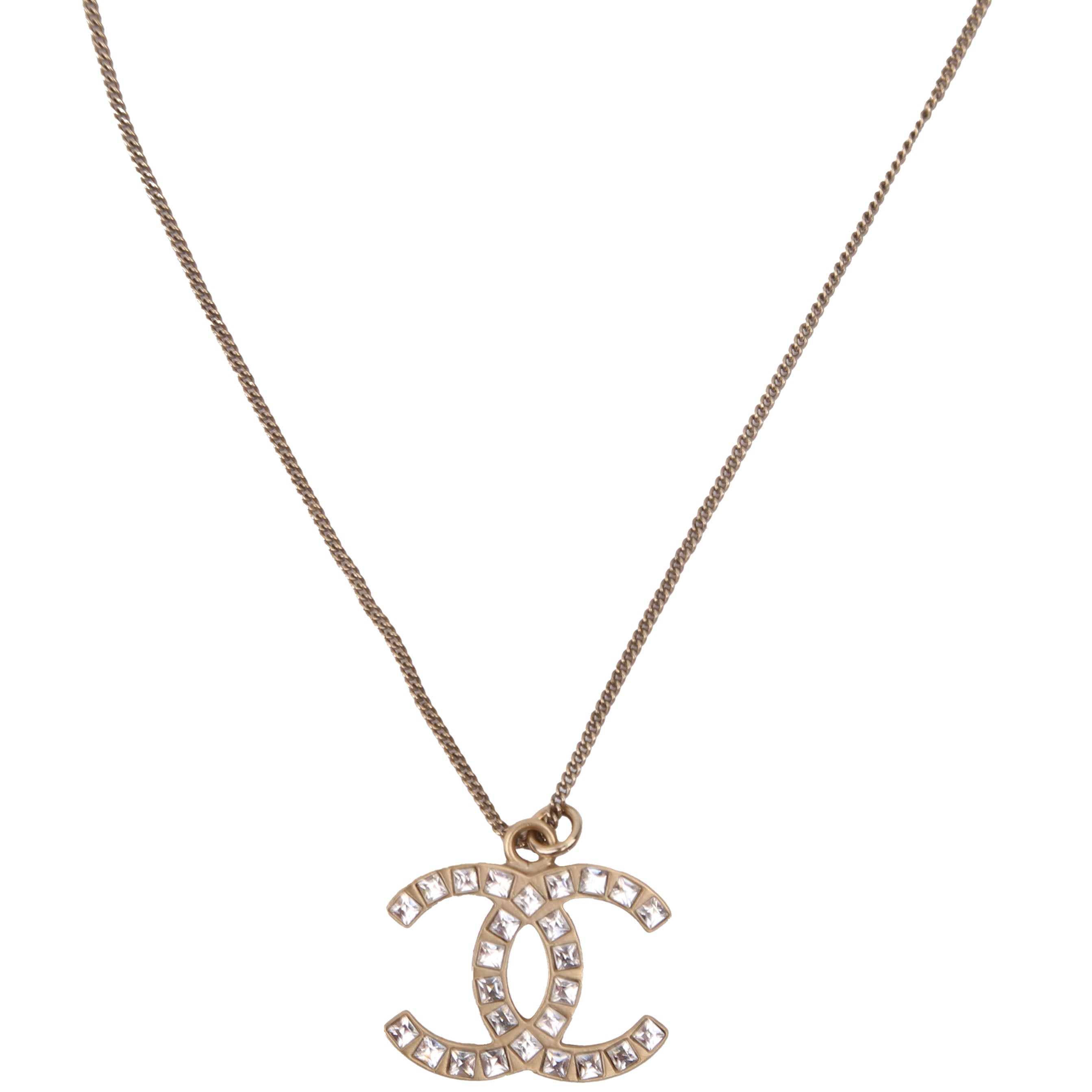 CC Pearl/Crystal Large Pendant Necklace Gold