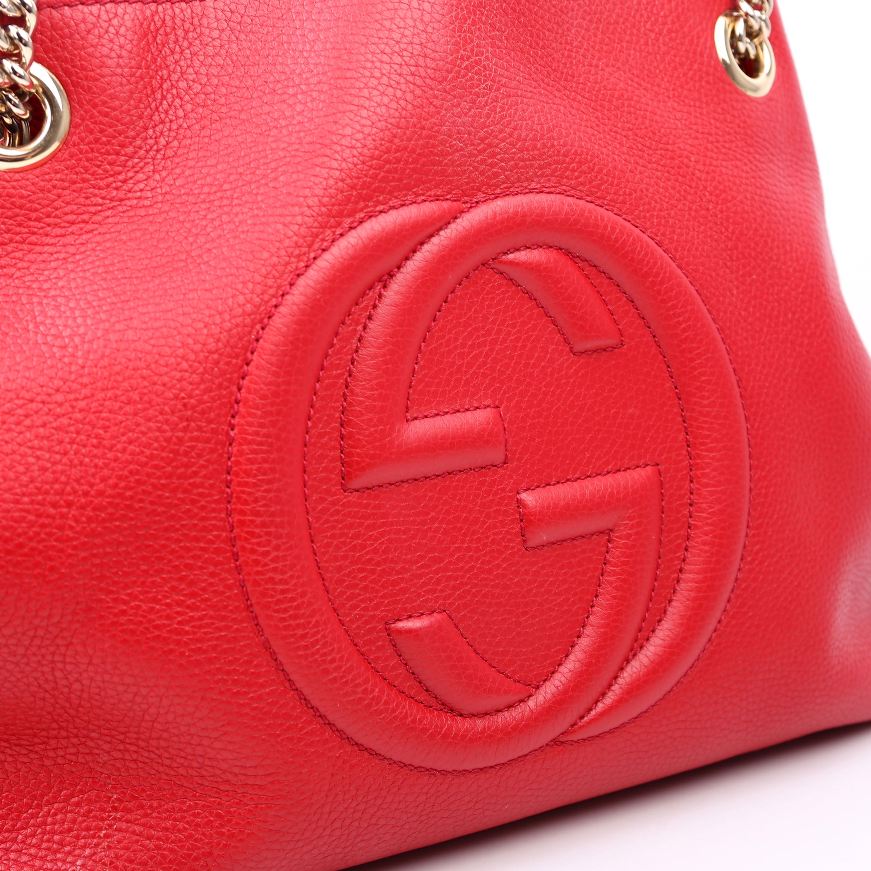 536196 Soho Leather Shoulder Medium Red