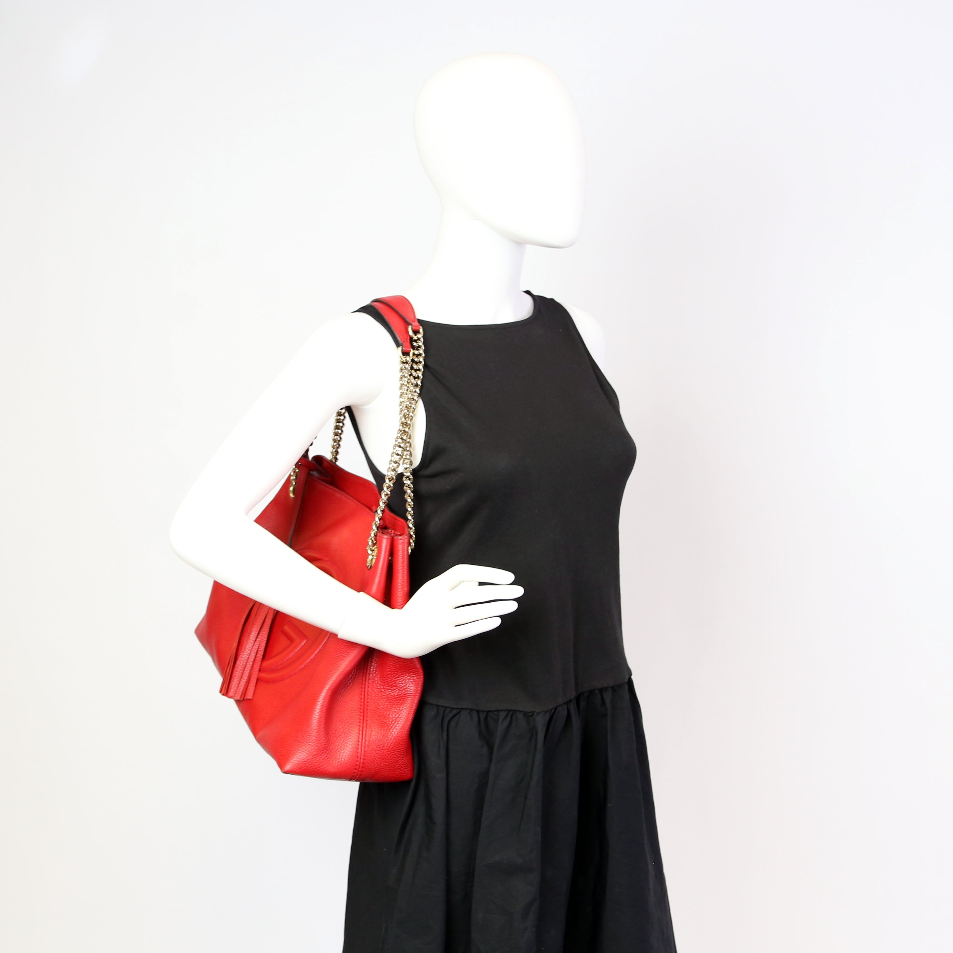 536196 Soho Leather Shoulder Medium Red