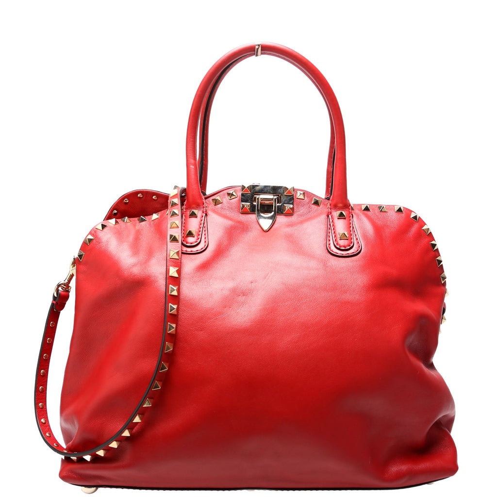 Rockstud Dome Satchel Red