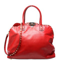 Rockstud Dome Satchel Red