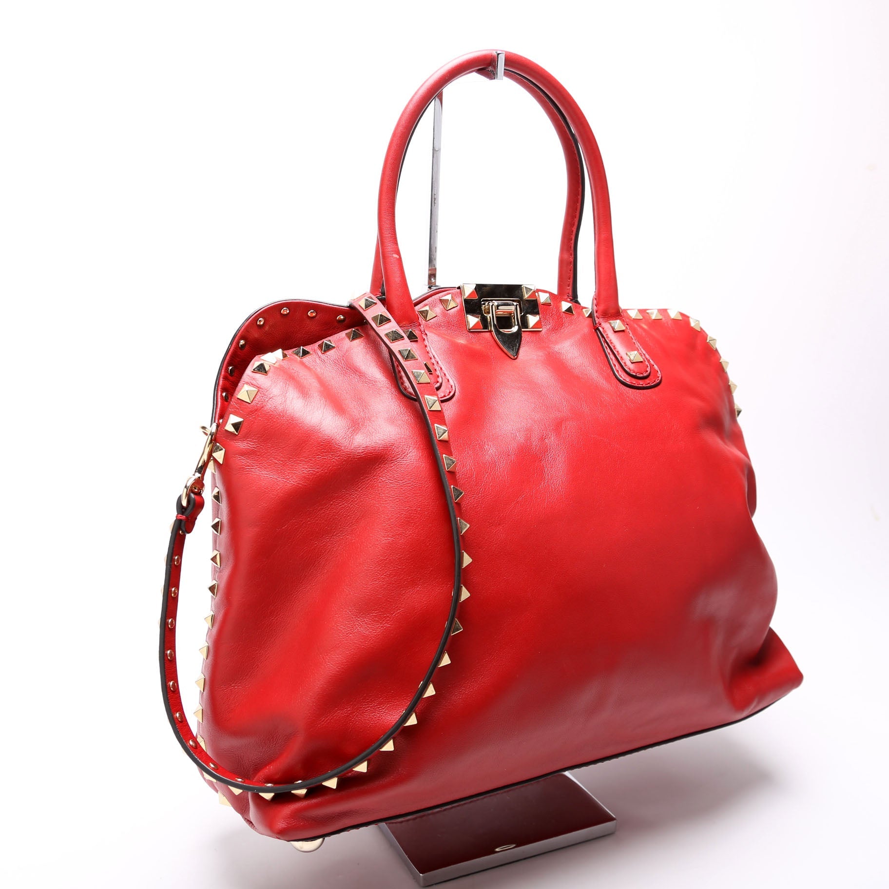 Rockstud Dome Satchel Red
