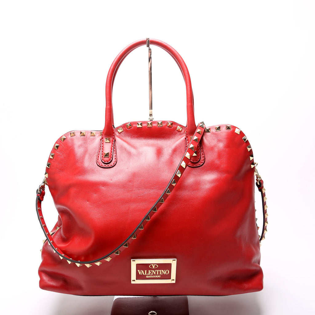 Rockstud Dome Satchel Red