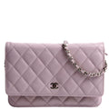 Wallet On Chain Classic Quilted Lambskin Purple
