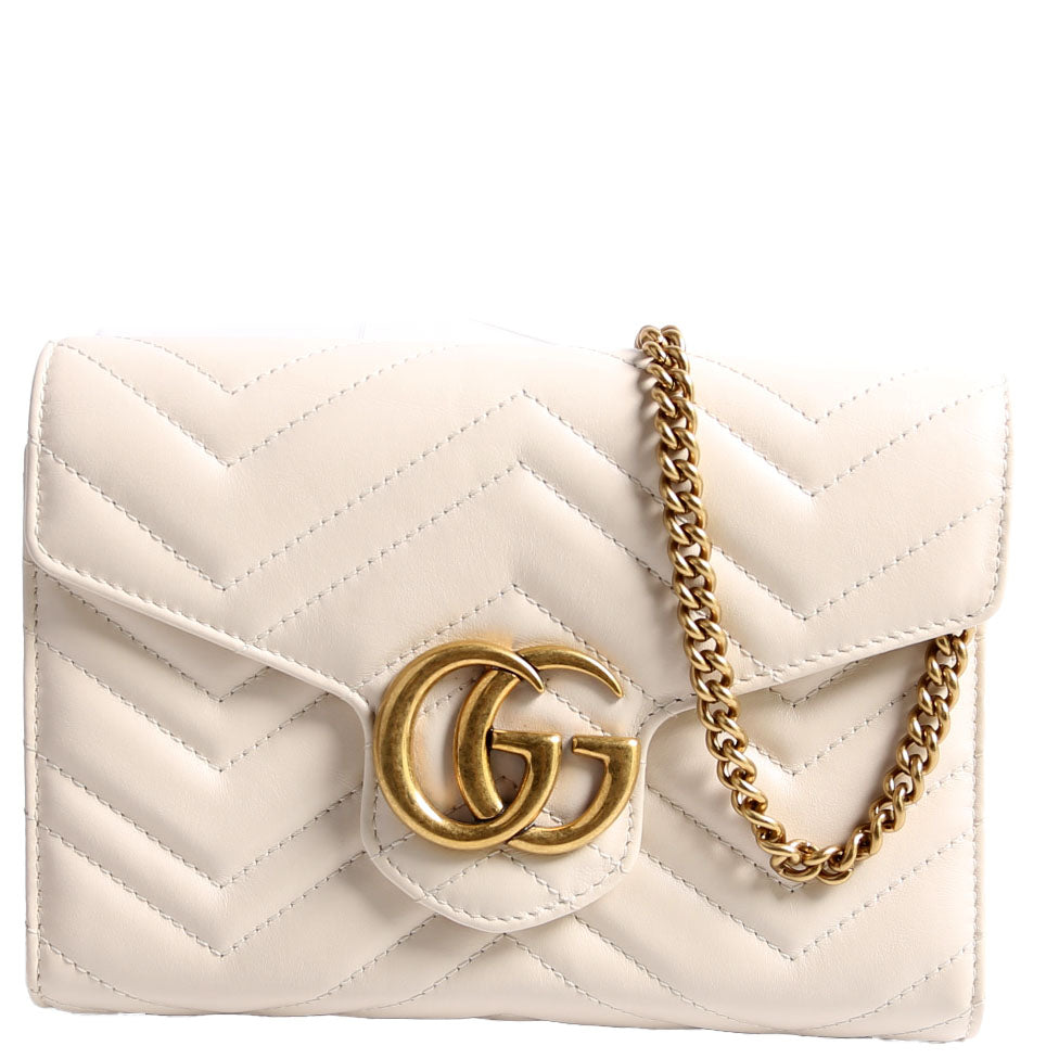 474575 Marmont Chain Wallet White