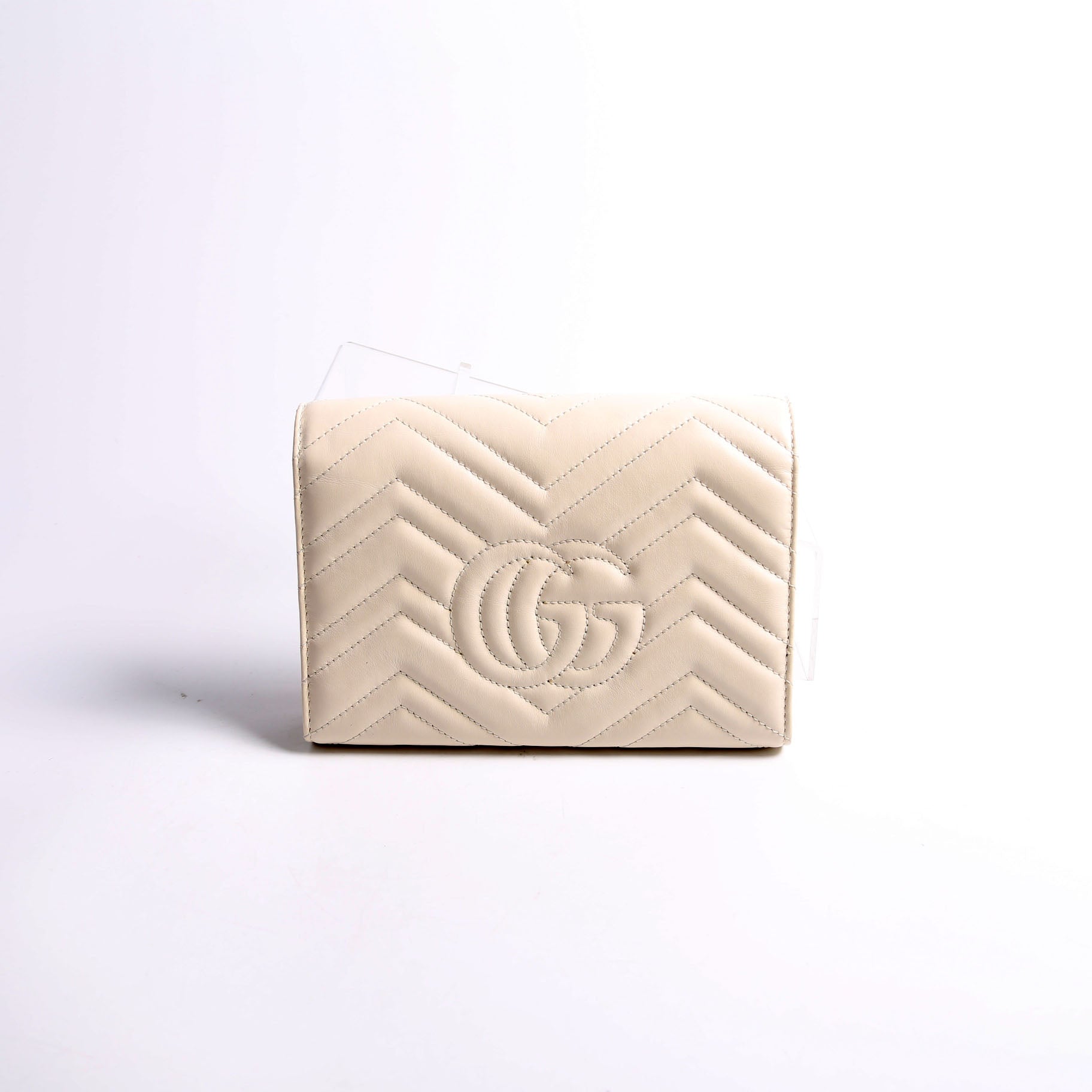 474575 Marmont Chain Wallet White