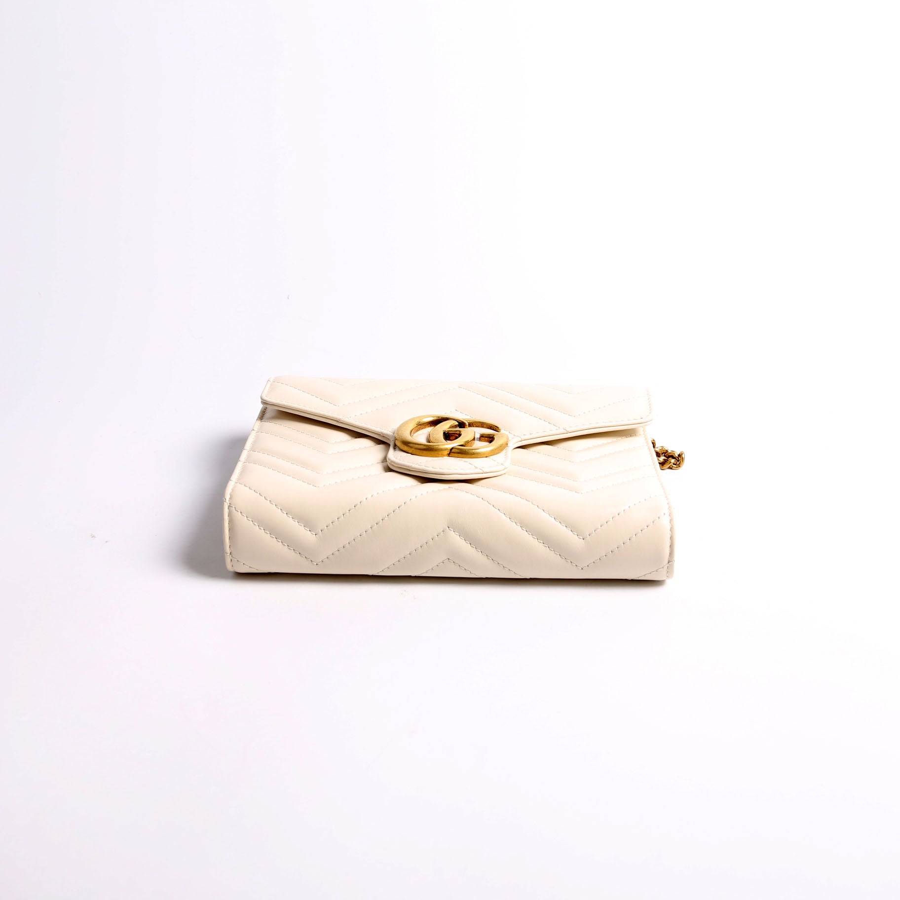474575 Marmont Chain Wallet White