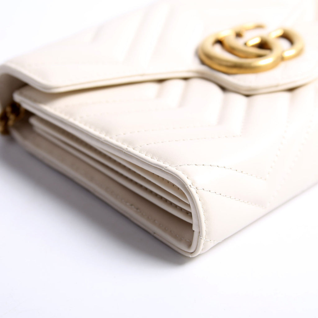 474575 Marmont Chain Wallet White