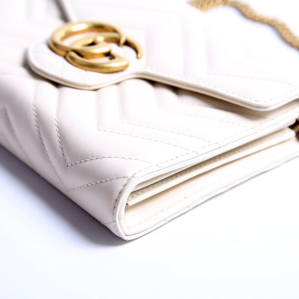 474575 Marmont Chain Wallet White