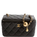 Pearl Crush Vanity With Chain Small Lambskin RFID Black