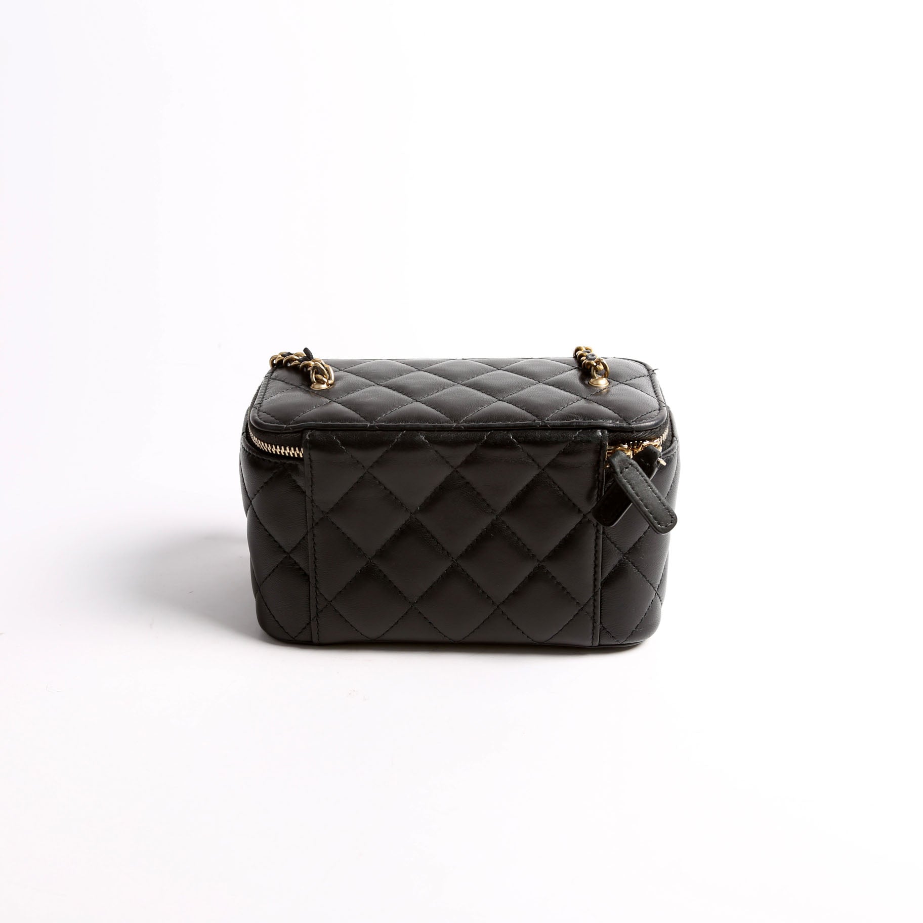 Pearl Crush Vanity With Chain Small Lambskin RFID Black