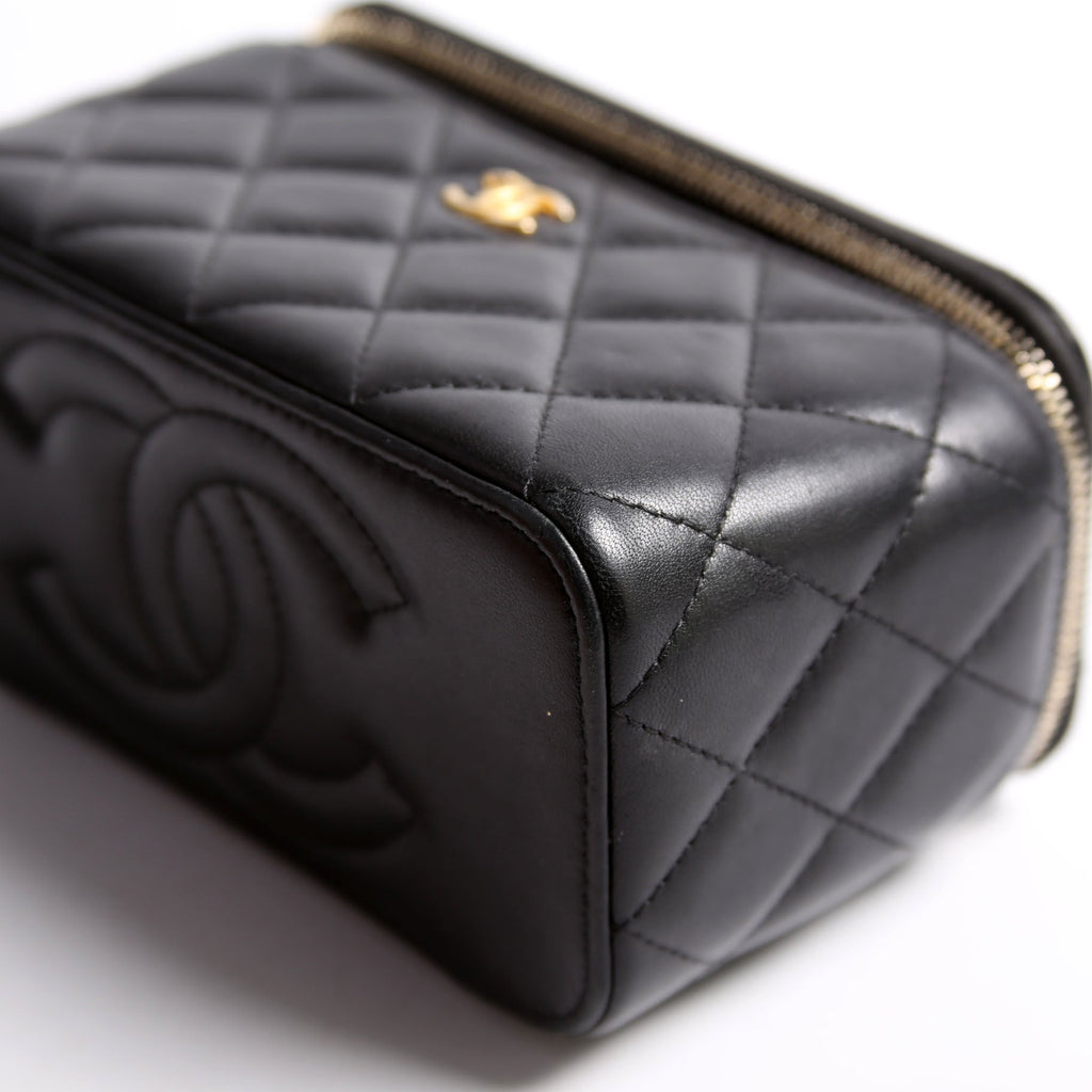 Pearl Crush Vanity With Chain Small Lambskin RFID Black