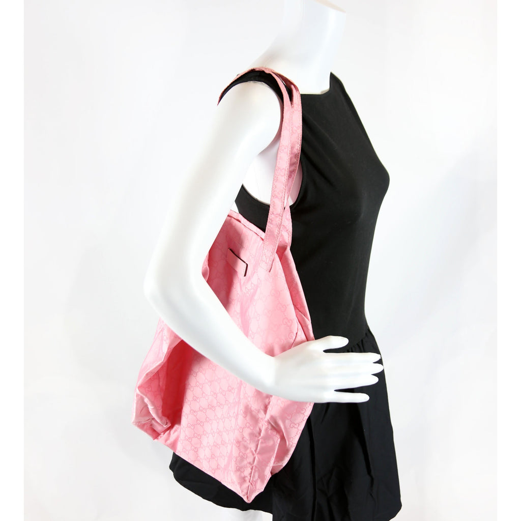 281487 Fold Over Shopping Tote Nylon Pink