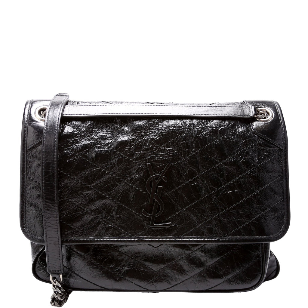 Niki Large Crinkled Leather 633157 Black