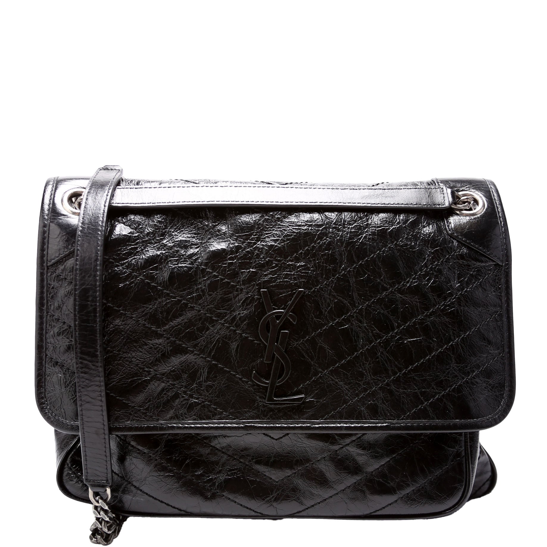 Niki Large Crinkled Leather 633157 Black