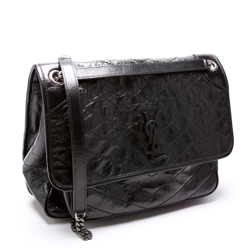 Niki Large Crinkled Leather 633157 Black