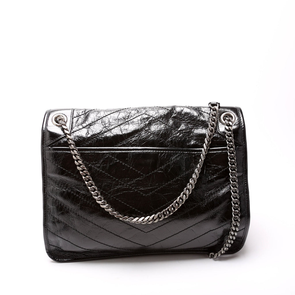 Niki Large Crinkled Leather 633157 Black