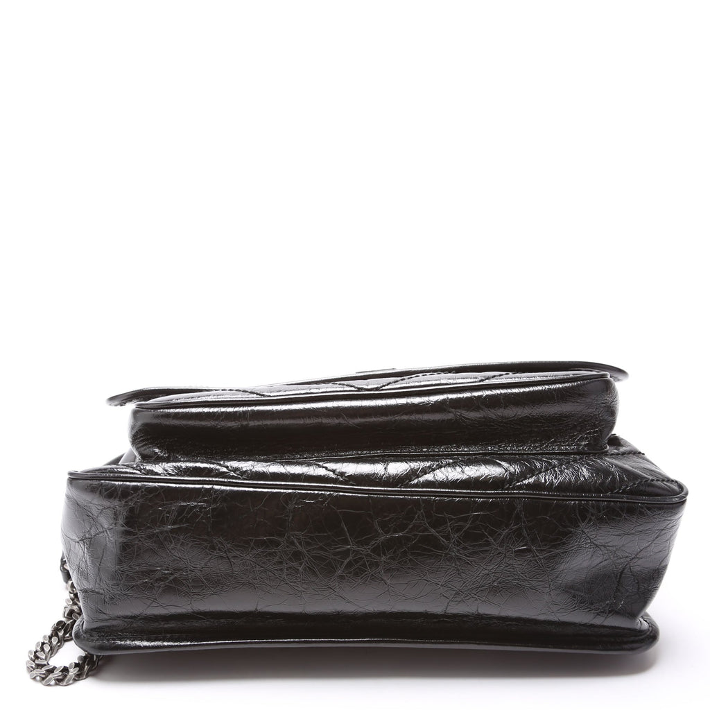 Niki Large Crinkled Leather 633157 Black