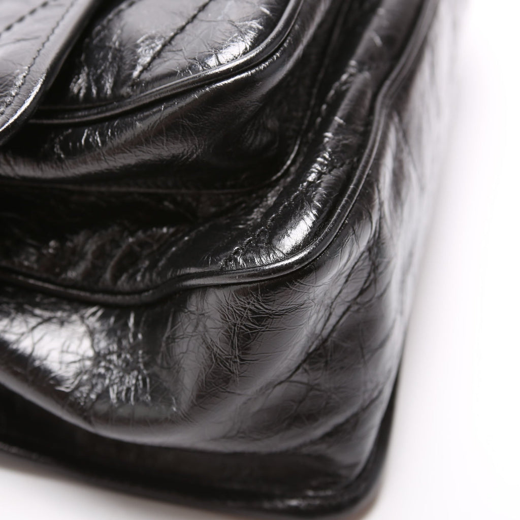 Niki Large Crinkled Leather 633157 Black