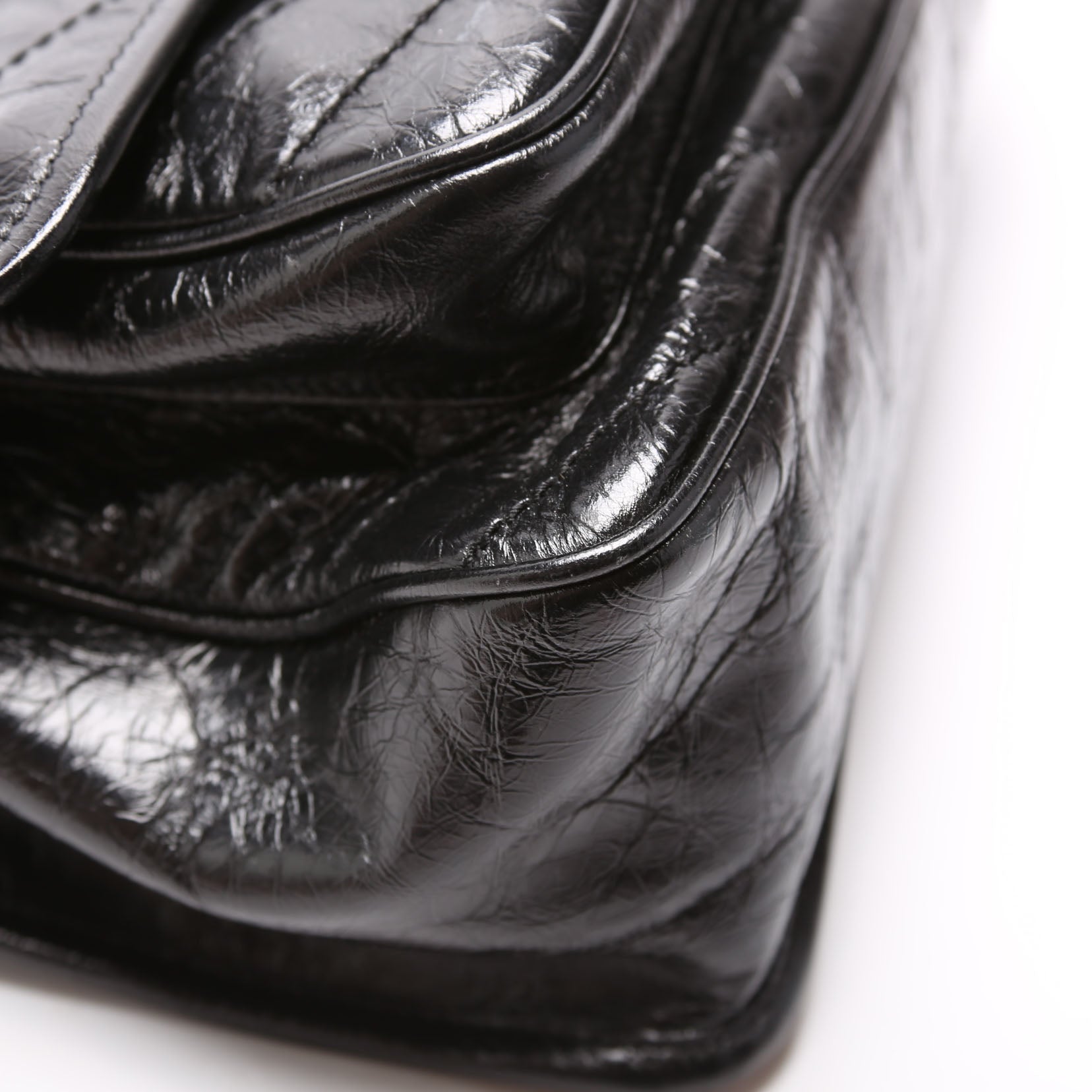 Niki Large Crinkled Leather 633157 Black
