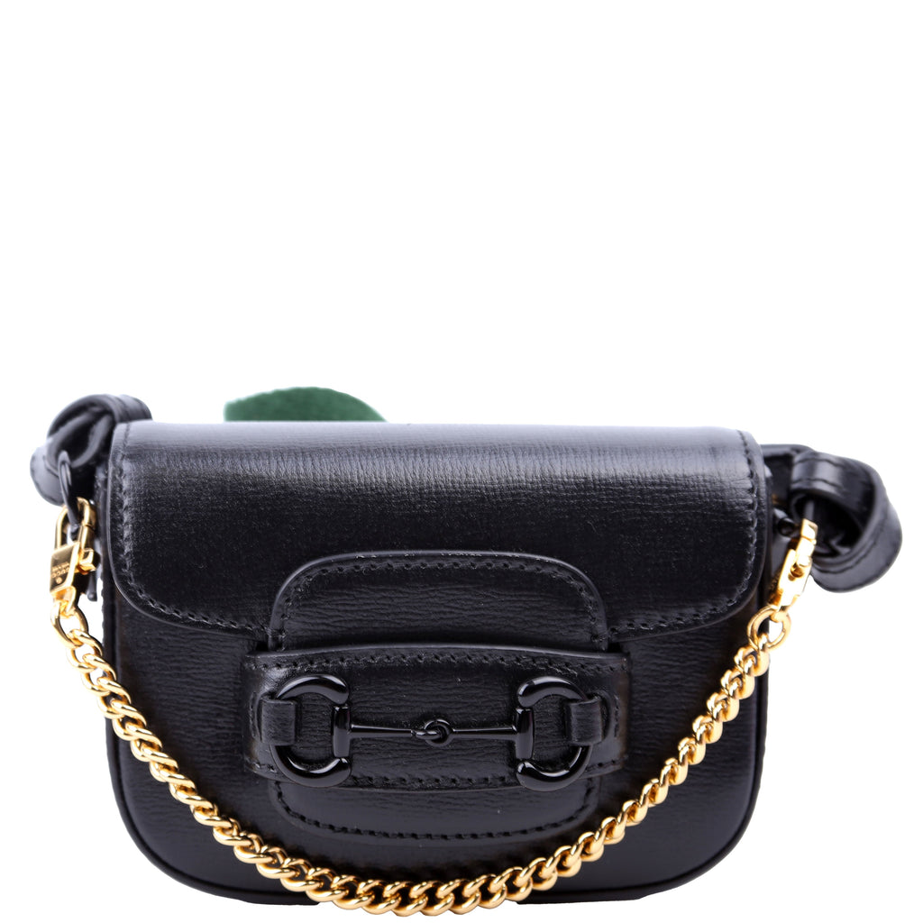 Gucci 699760 Horsebit 1955 Leather Wallet On Strap Black