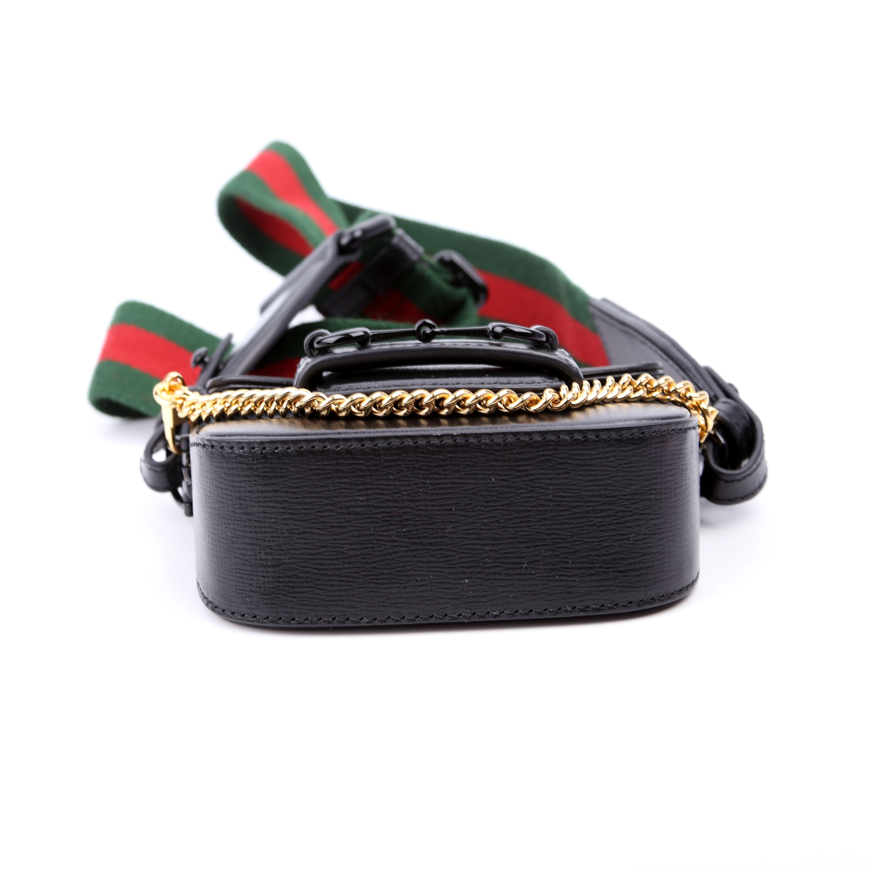 Gucci 699760 Horsebit 1955 Leather Wallet On Strap Black