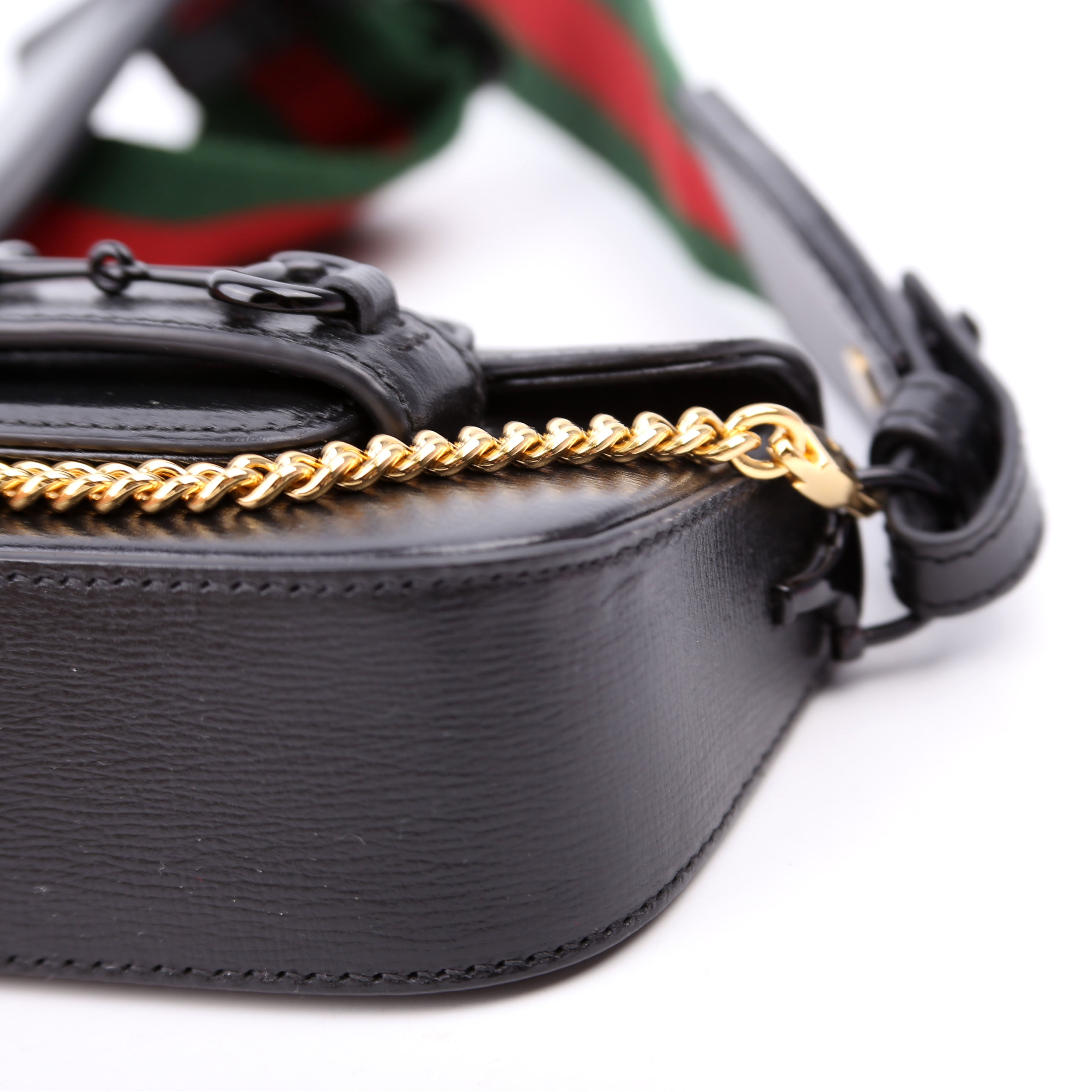 Gucci 699760 Horsebit 1955 Leather Wallet On Strap Black