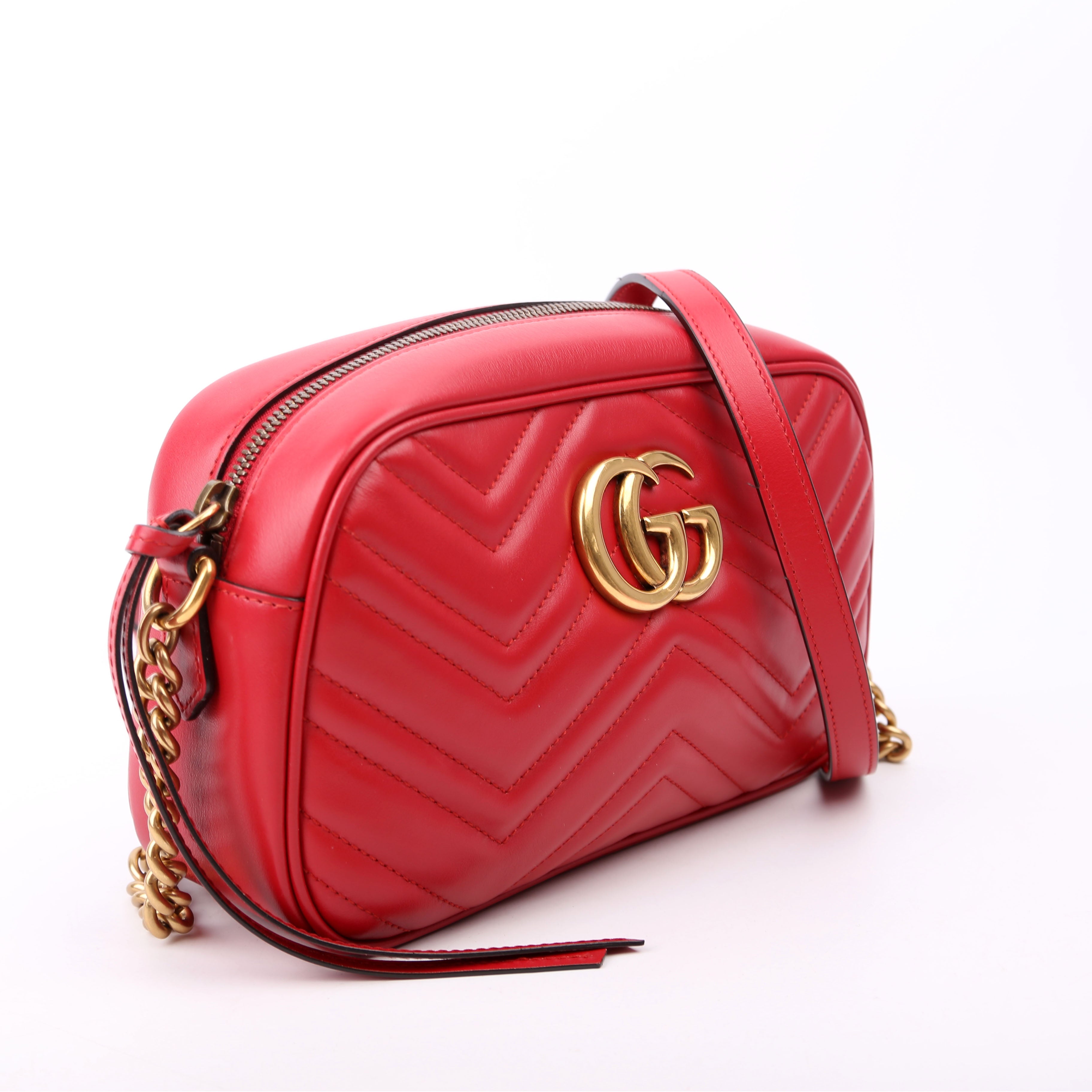 Gucci 447632 Marmont Small Leather Camera Red