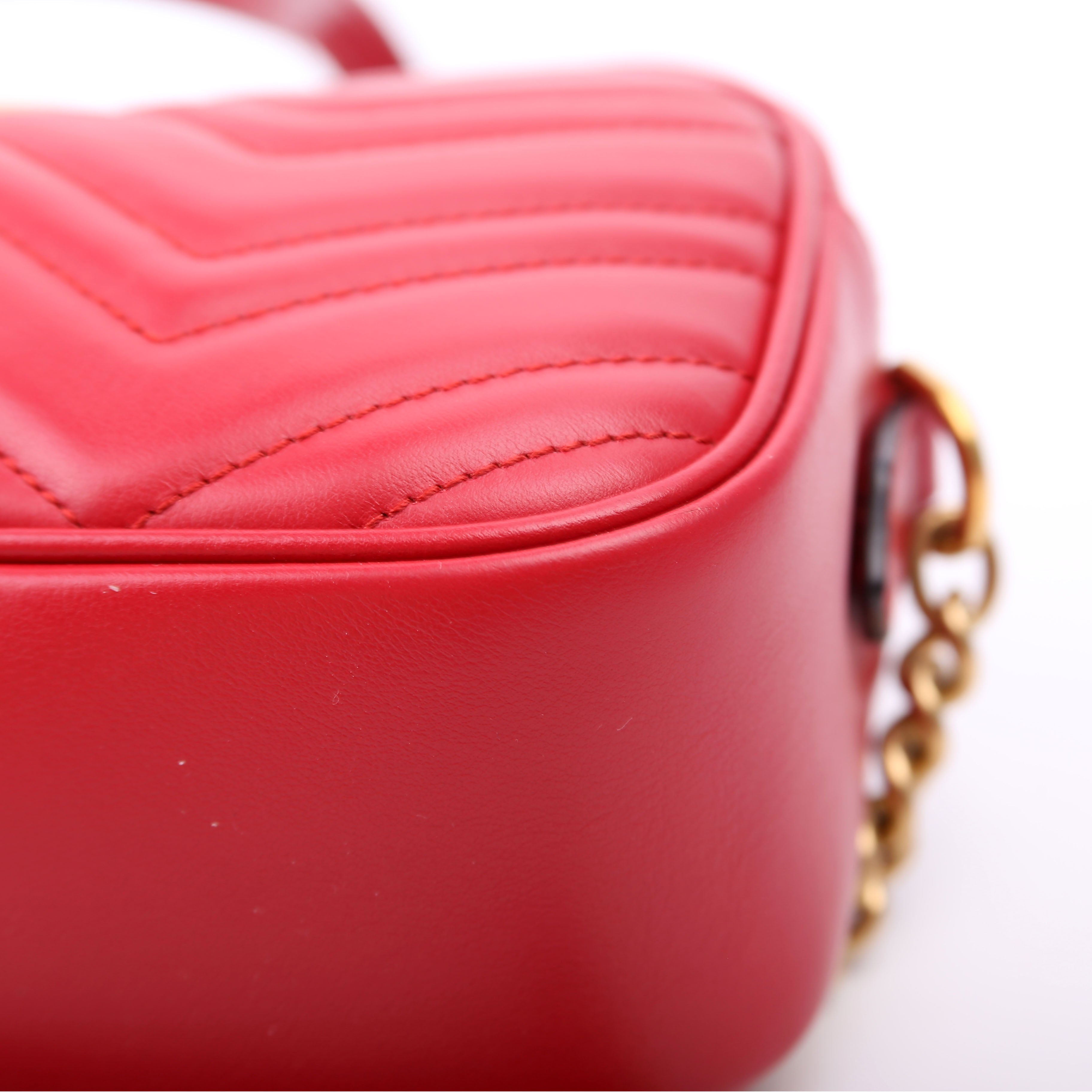 Gucci 447632 Marmont Small Leather Camera Red