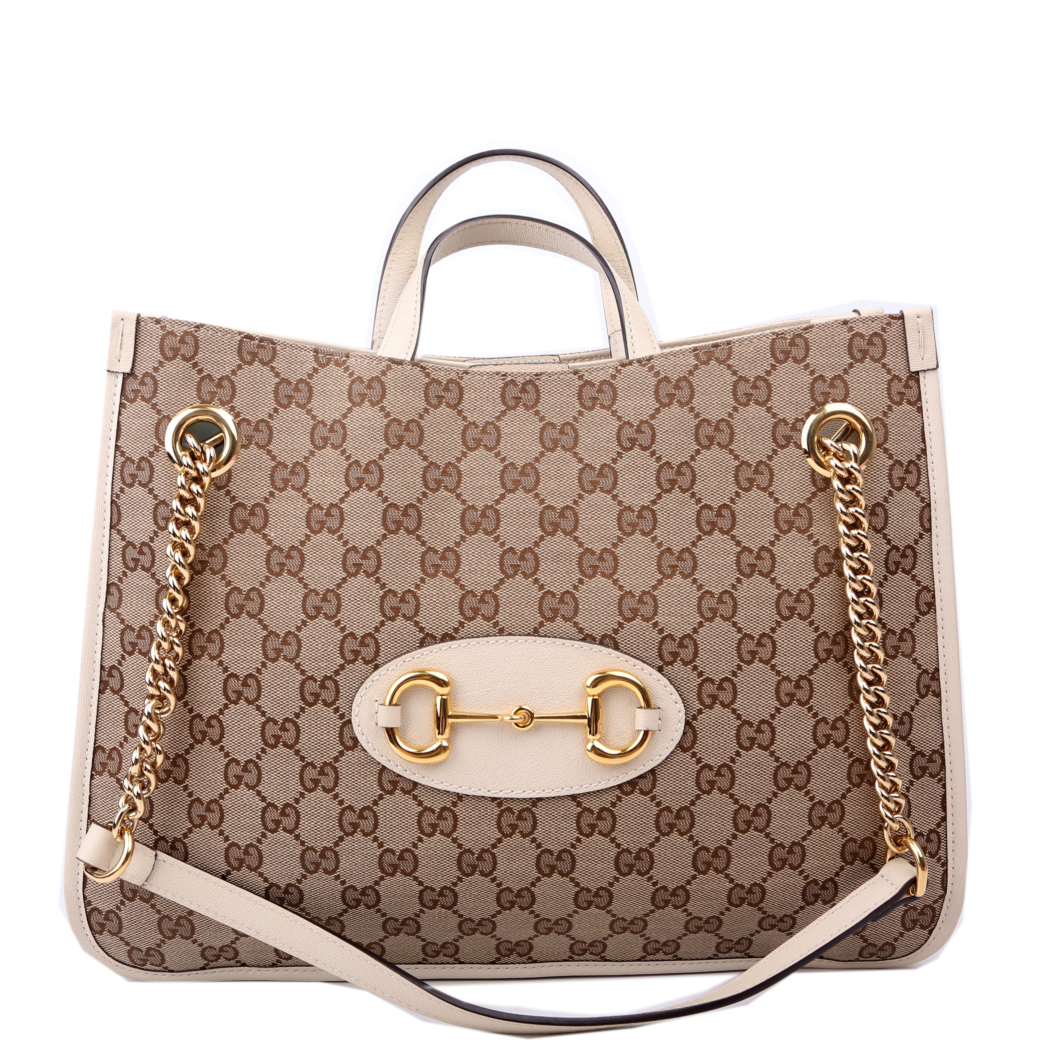 621144 1955 Horsebit Large Tote White
