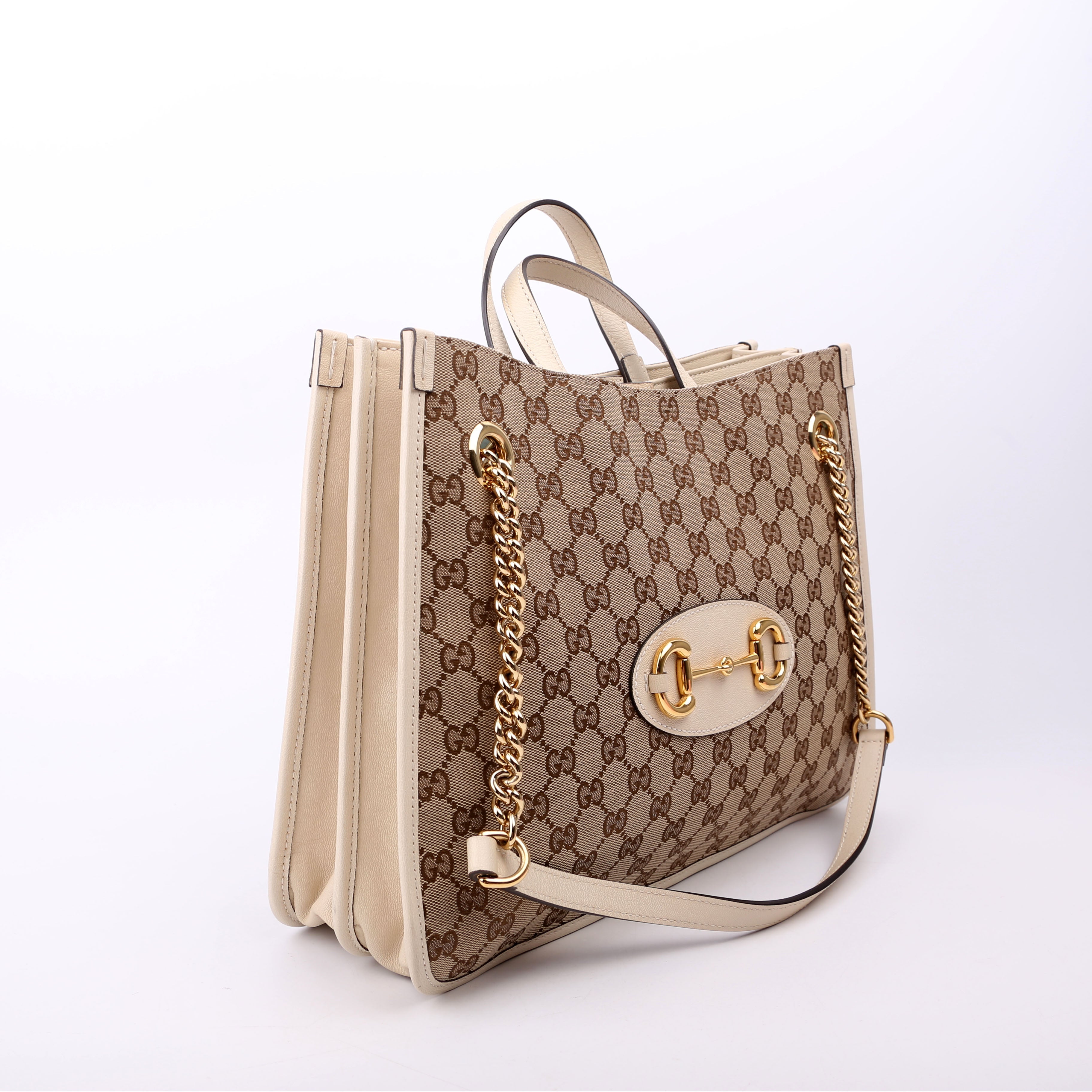 621144 1955 Horsebit Large Tote White