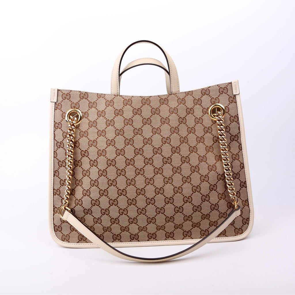 621144 1955 Horsebit Large Tote White