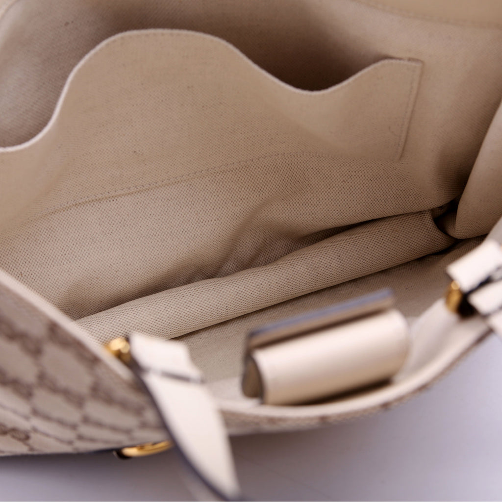621144 1955 Horsebit Large Tote White