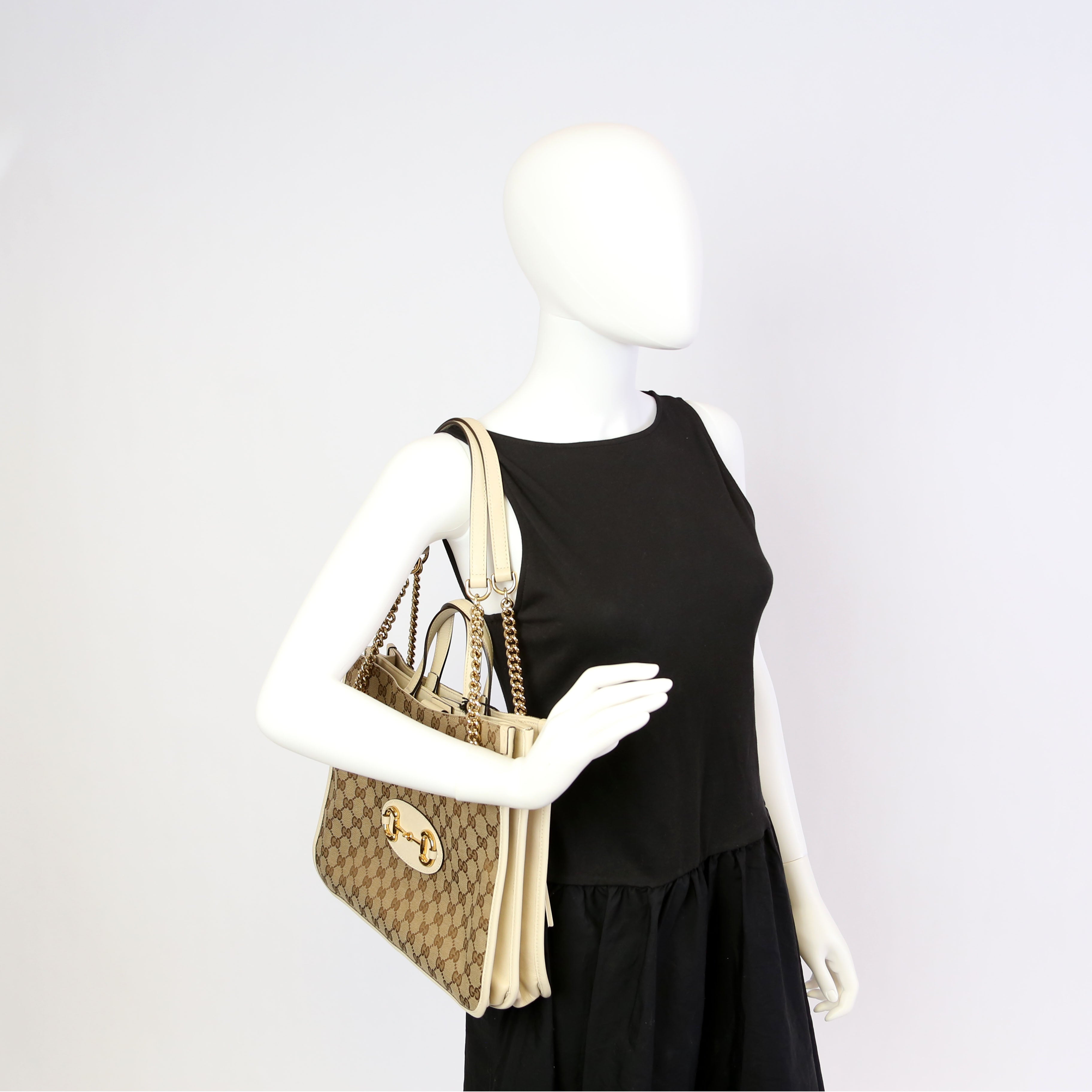 621144 1955 Horsebit Large Tote White