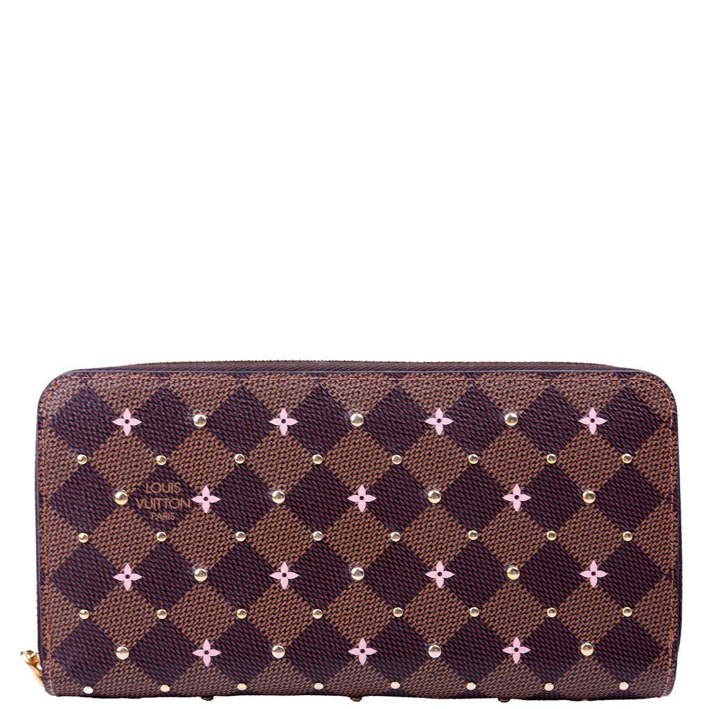 Zippy Wallet Studded Flowers Damier Ebene Pink