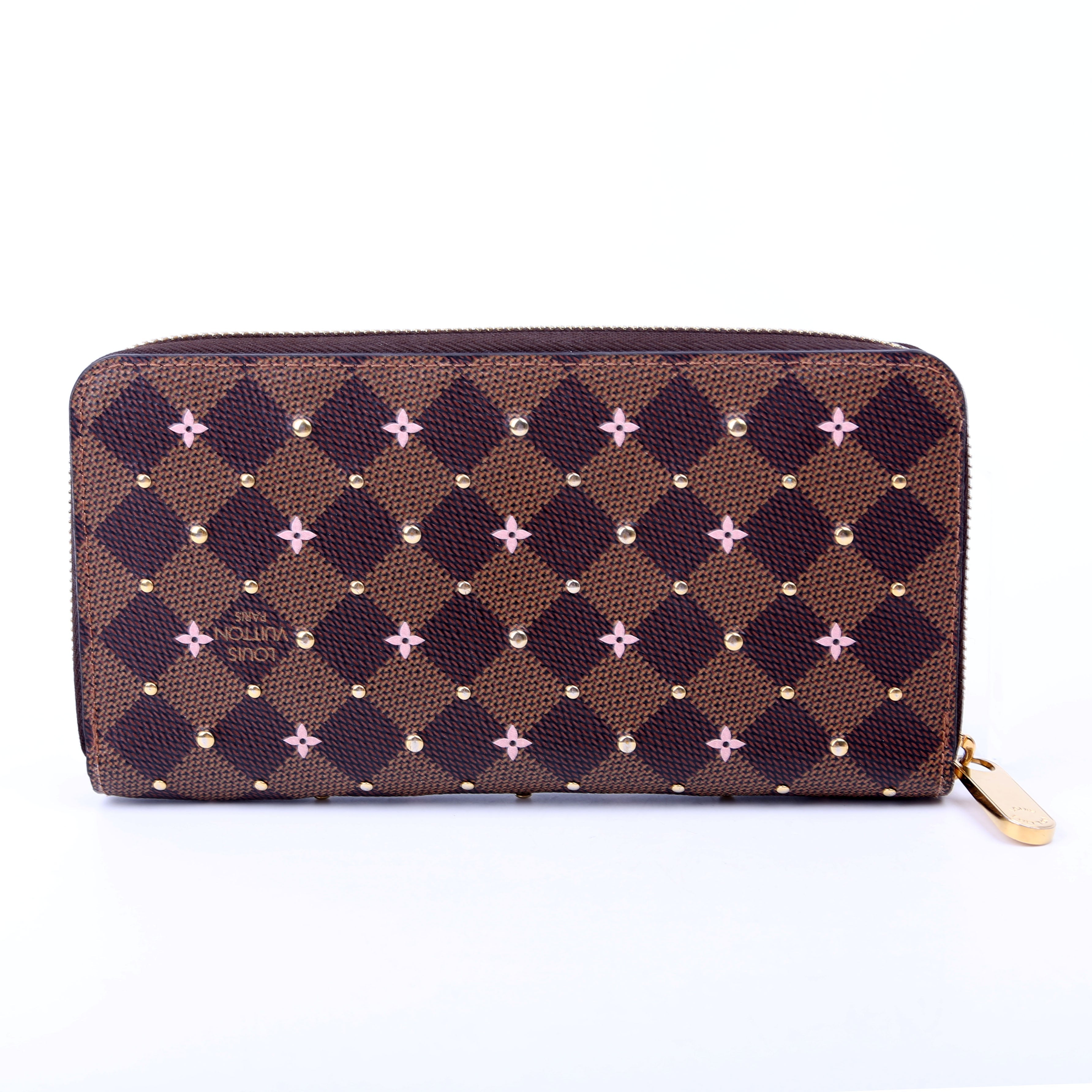 Zippy Wallet Studded Flowers Damier Ebene Pink