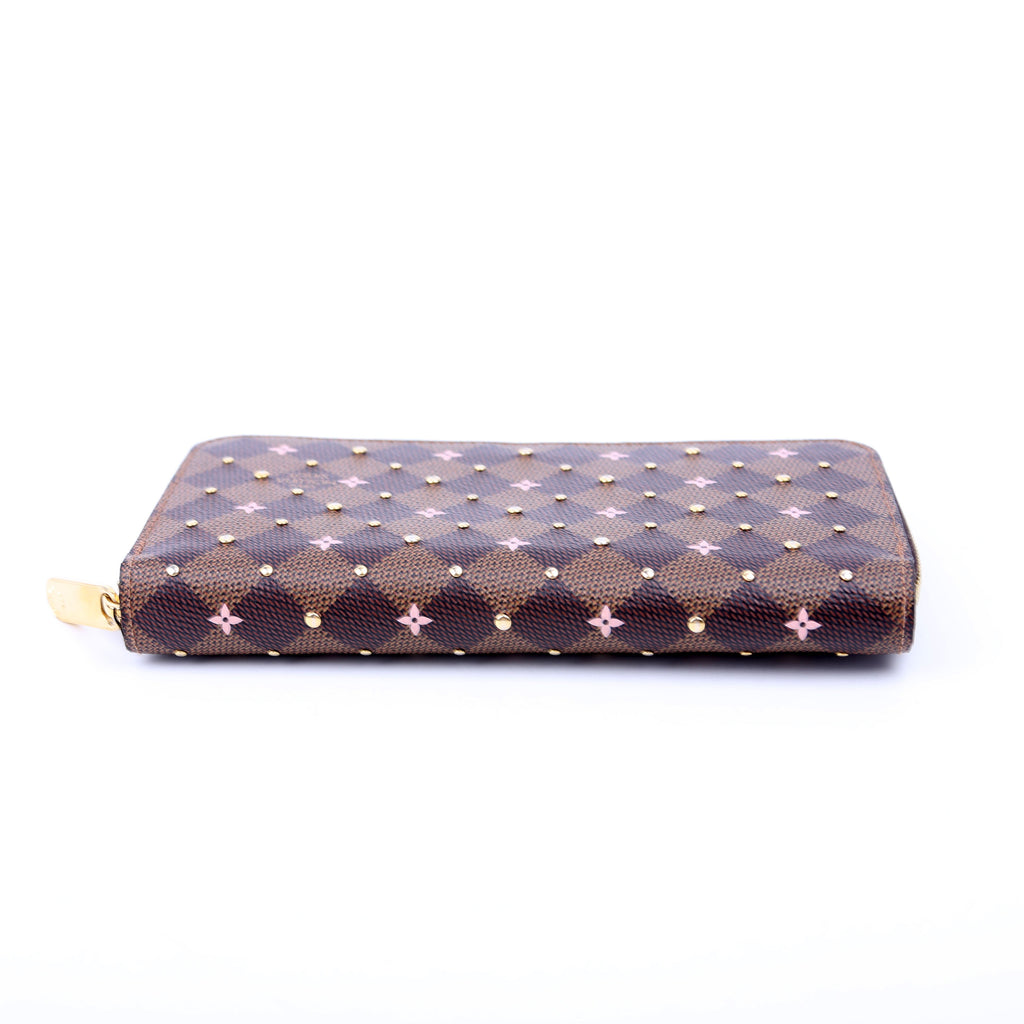 Zippy Wallet Studded Flowers Damier Ebene Pink